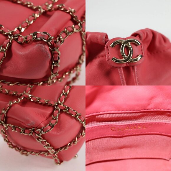 CHANEL Chain Shoulder Bag Lamb Skin Pink Gold CC Auth 126608M - Picture 13 of 15